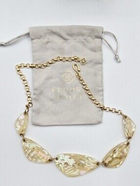 KENDRA SCOTT McKenna Abalone Vintage Gold Tone Statement Necklace